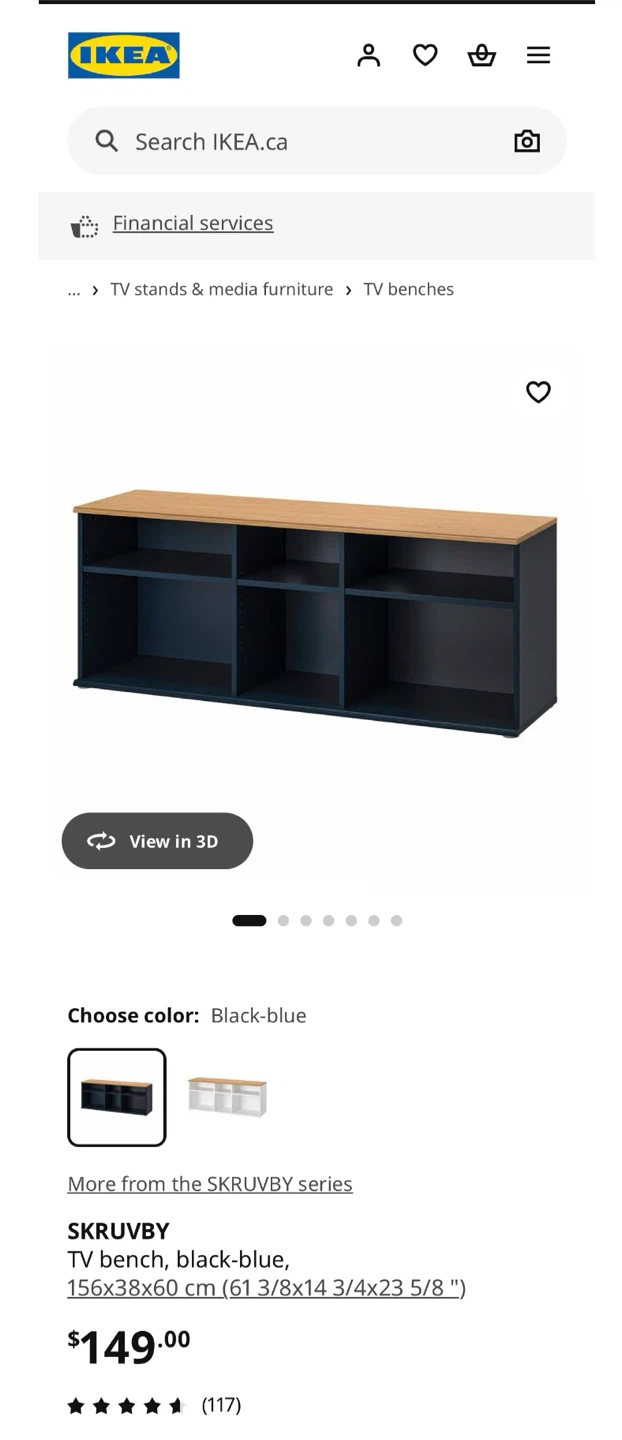 IKEA SKRUVBY TV Bench entertainment stand blue - photo 4