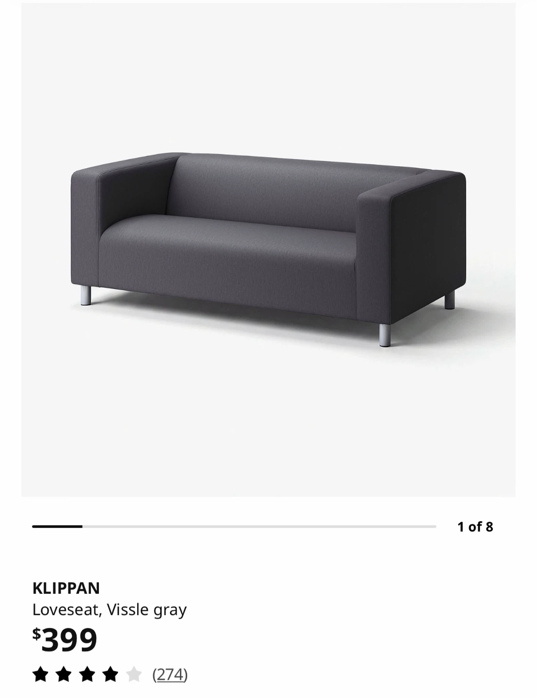 IKEA KLIPPAN Loveseat in Vansbro Black comes with throw pillows - photo 3