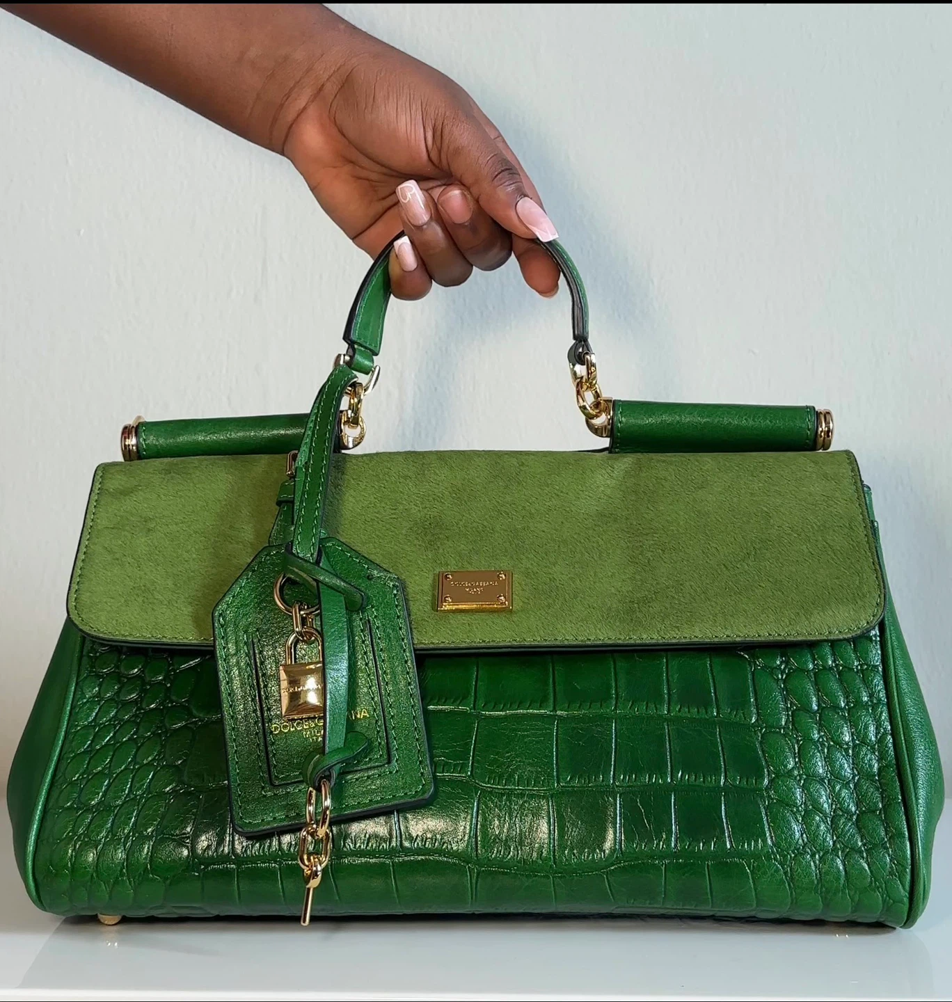 Dolce & Gabbana Miss Sicily Green Crocodile Bag