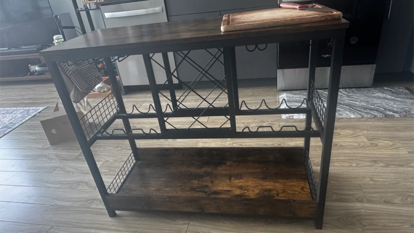 Kitchen Island Cart with Wine Rack - photo 2