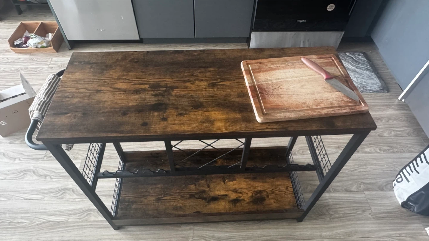 Kitchen Island Cart with Wine Rack