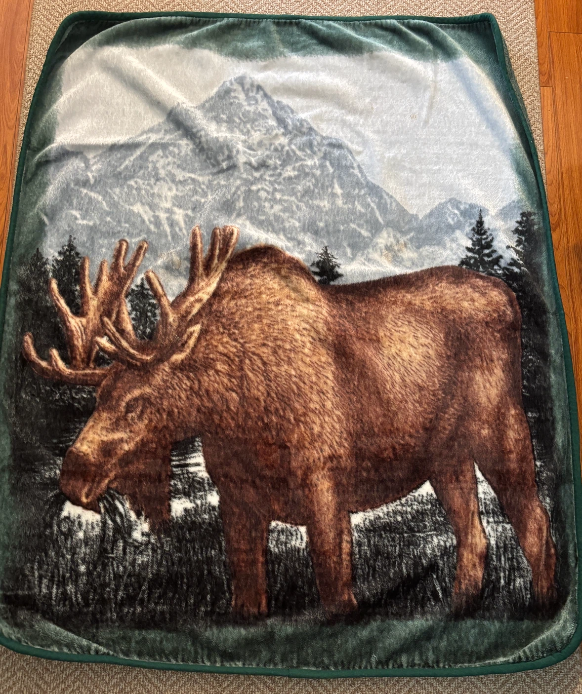 Beautiful Moose Print Fleece Throw Blanket for kids (4 x 5 feet)