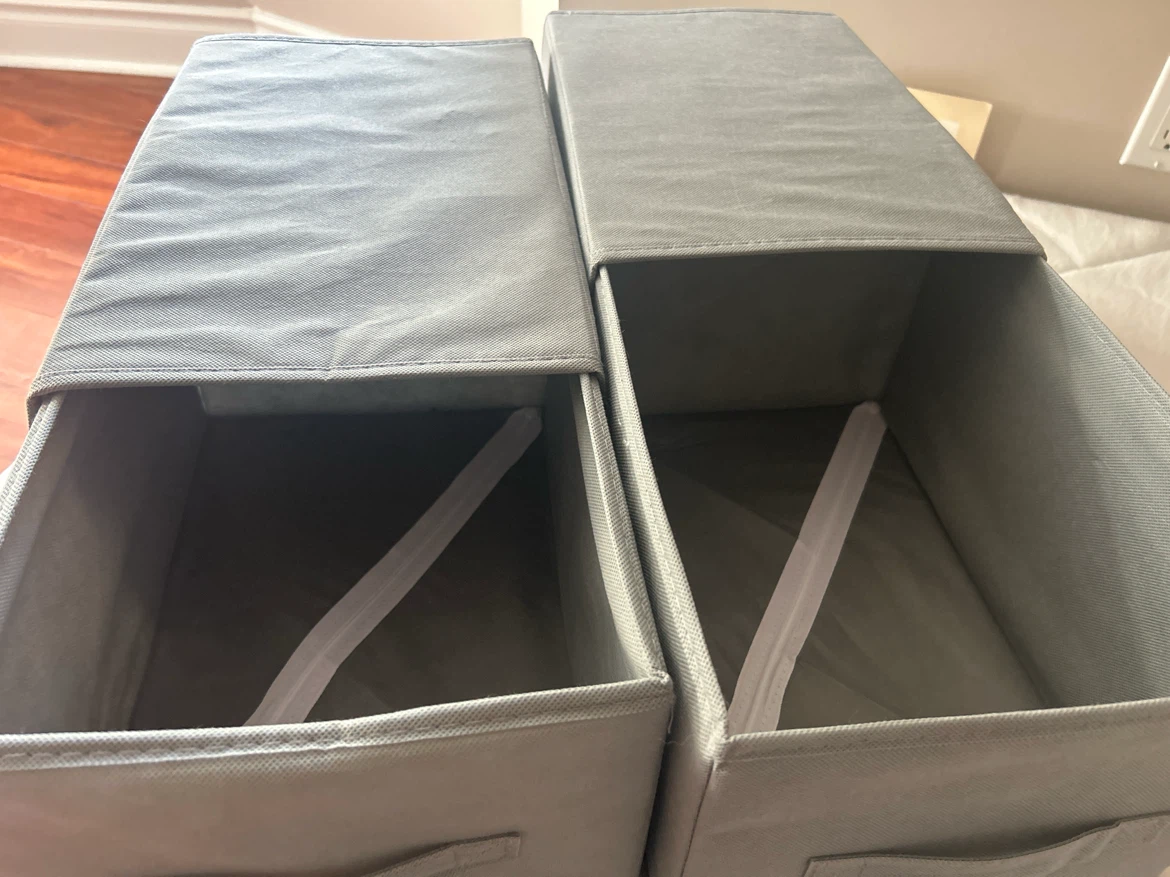 Grey Foldable Storage Bins with Handles (Set of 2) - photo 2