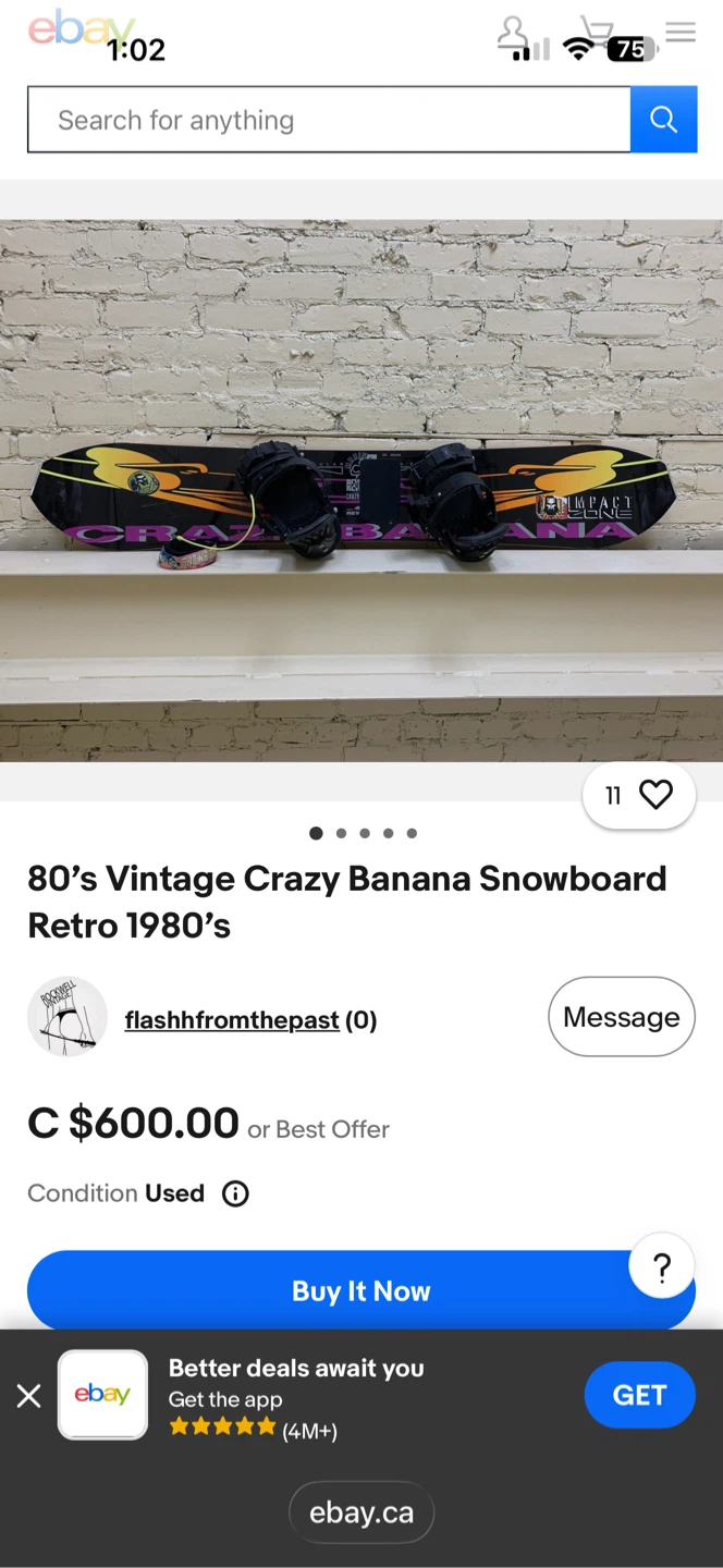 RARE! CRAZY BANANA VINTAGE SNOWBOARD - photo 4