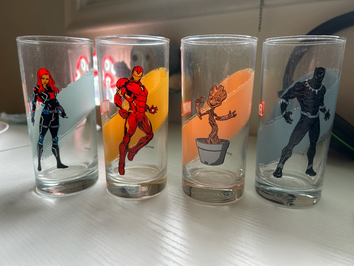 Marvel Character Glasses (Set of 4)