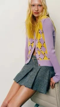 New Versace Tweed Pleated Skirt large size