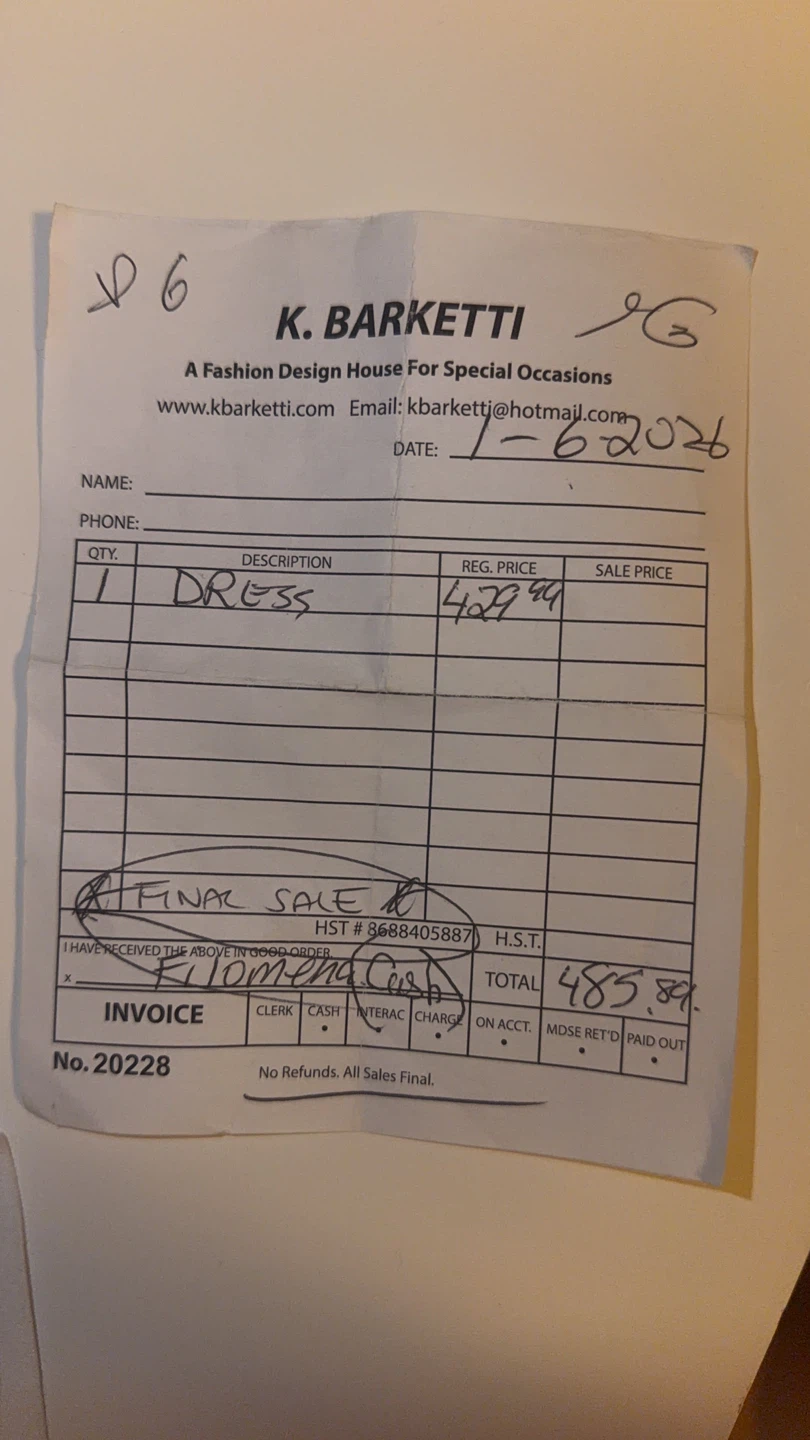 K. Barketti formal dress