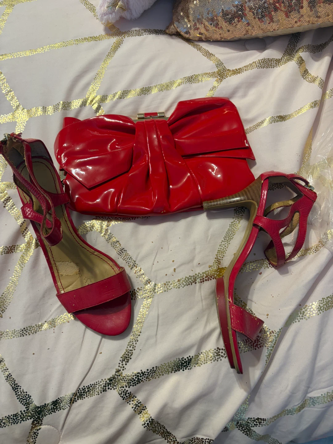 Nine West red heels and matching clutch - photo 2