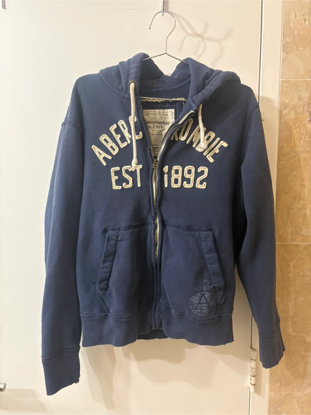 Abercrombie & Fitch Men's Full Zip Hoodie Navy Blue S