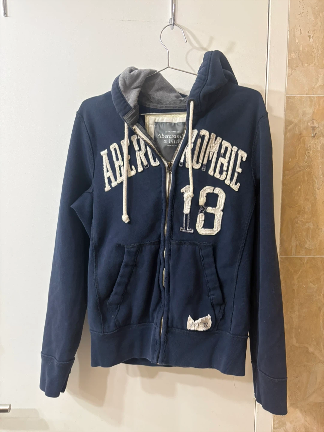 Abercrombie & Fitch Men's Full Zip Hoodie Navy  1892 Small