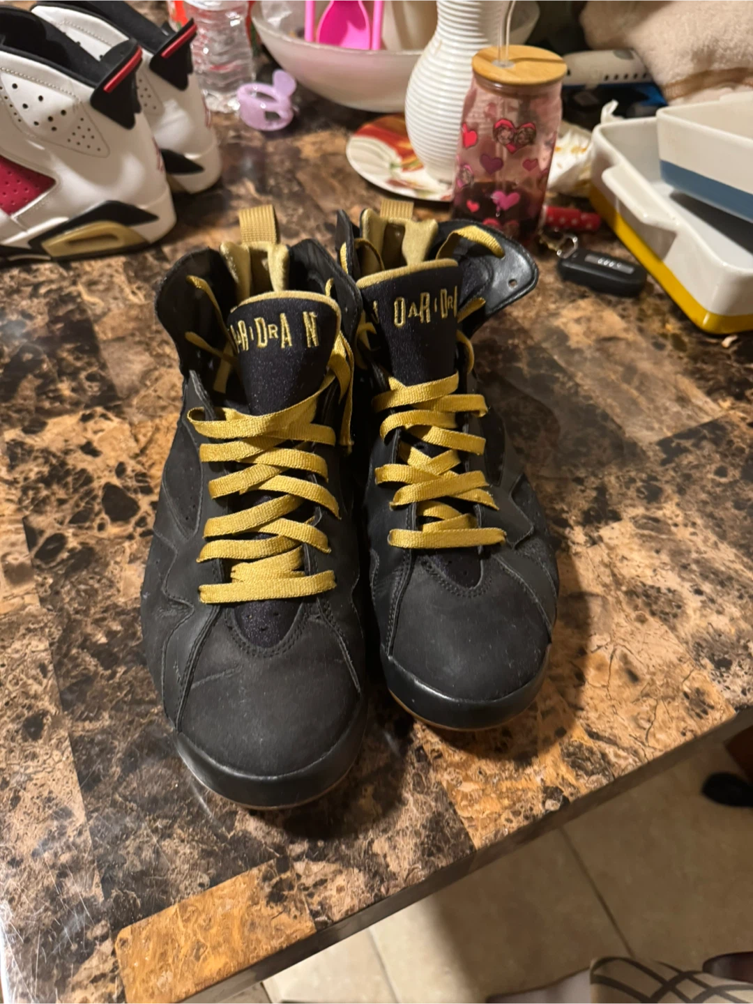 Jordan 7 Retro Black Gold Sneakers - photo 2