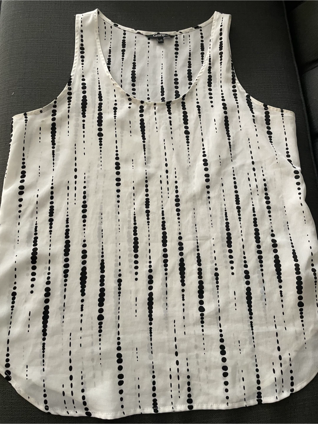 George White & Black Print Sleeveless Tank Top