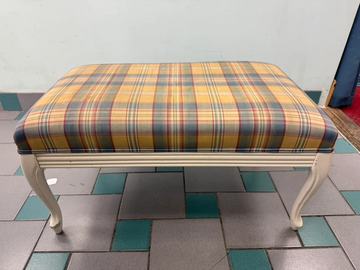Plaid Upholstered Ottoman - photo 2