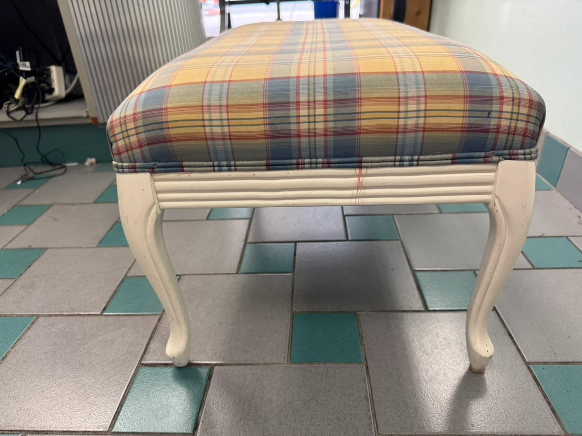 Plaid Upholstered Ottoman - photo 3