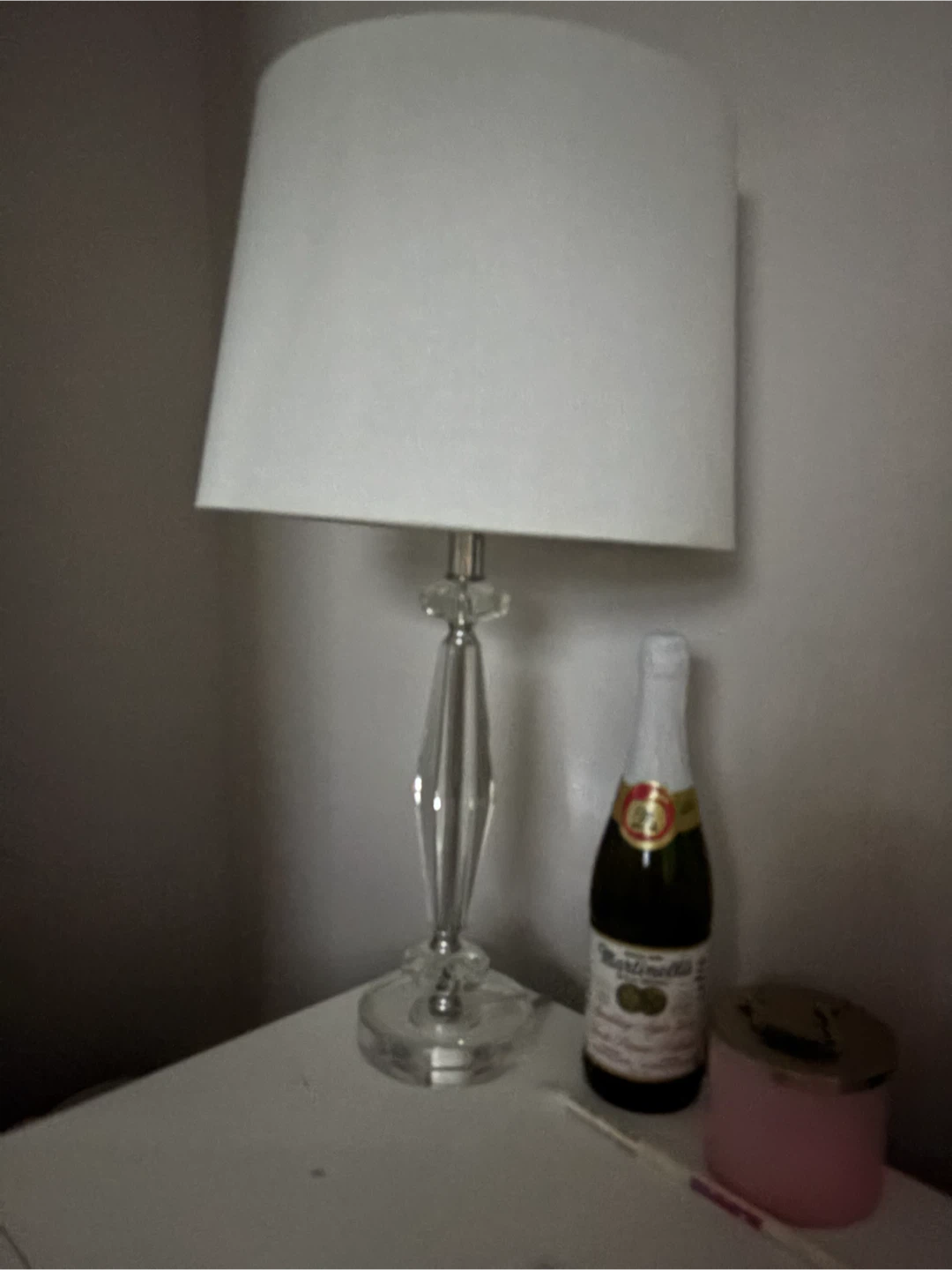Clear Crystal Table Lamp with White Shade