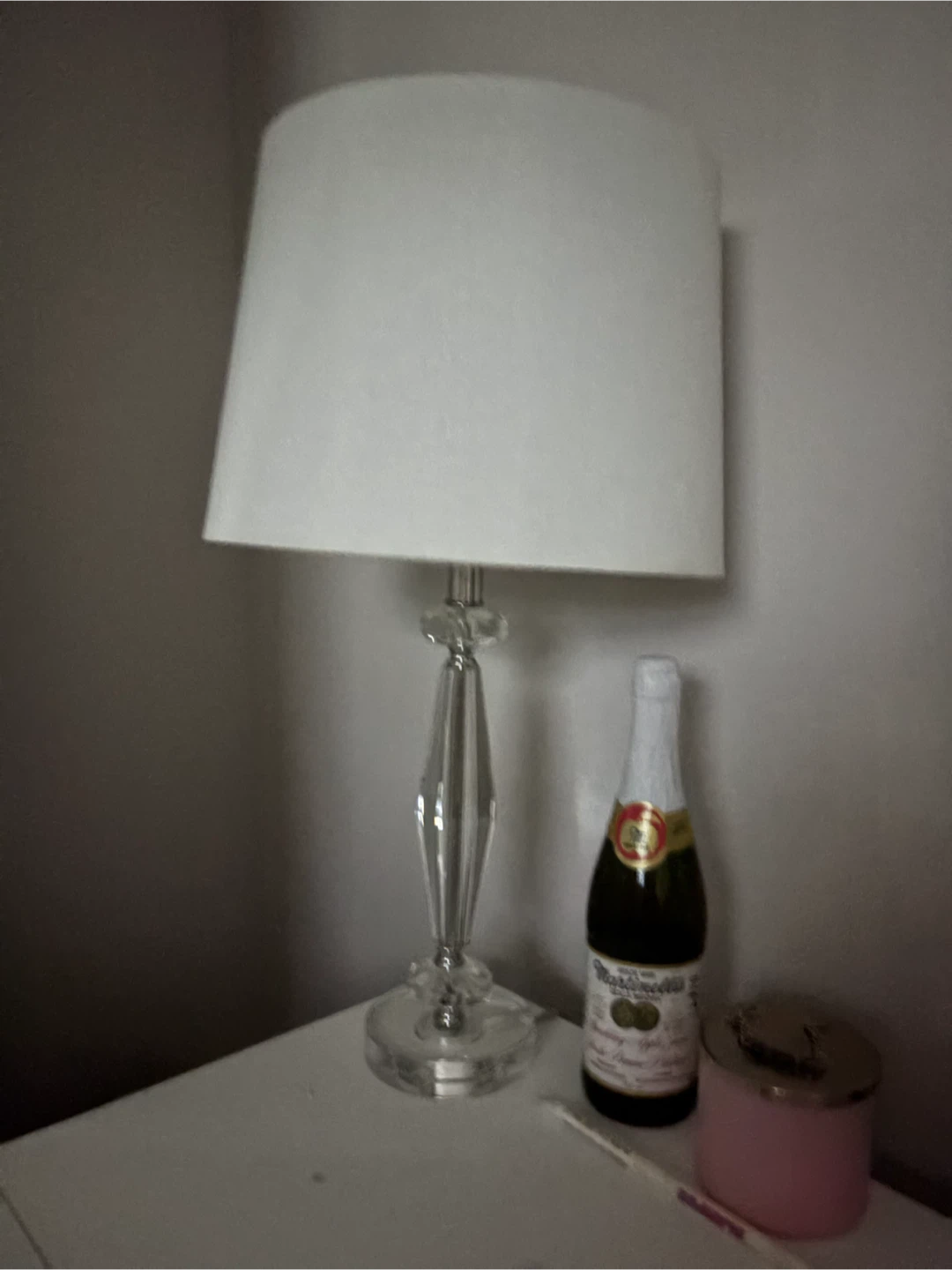 Clear Crystal Table Lamp with White Shade - photo 2