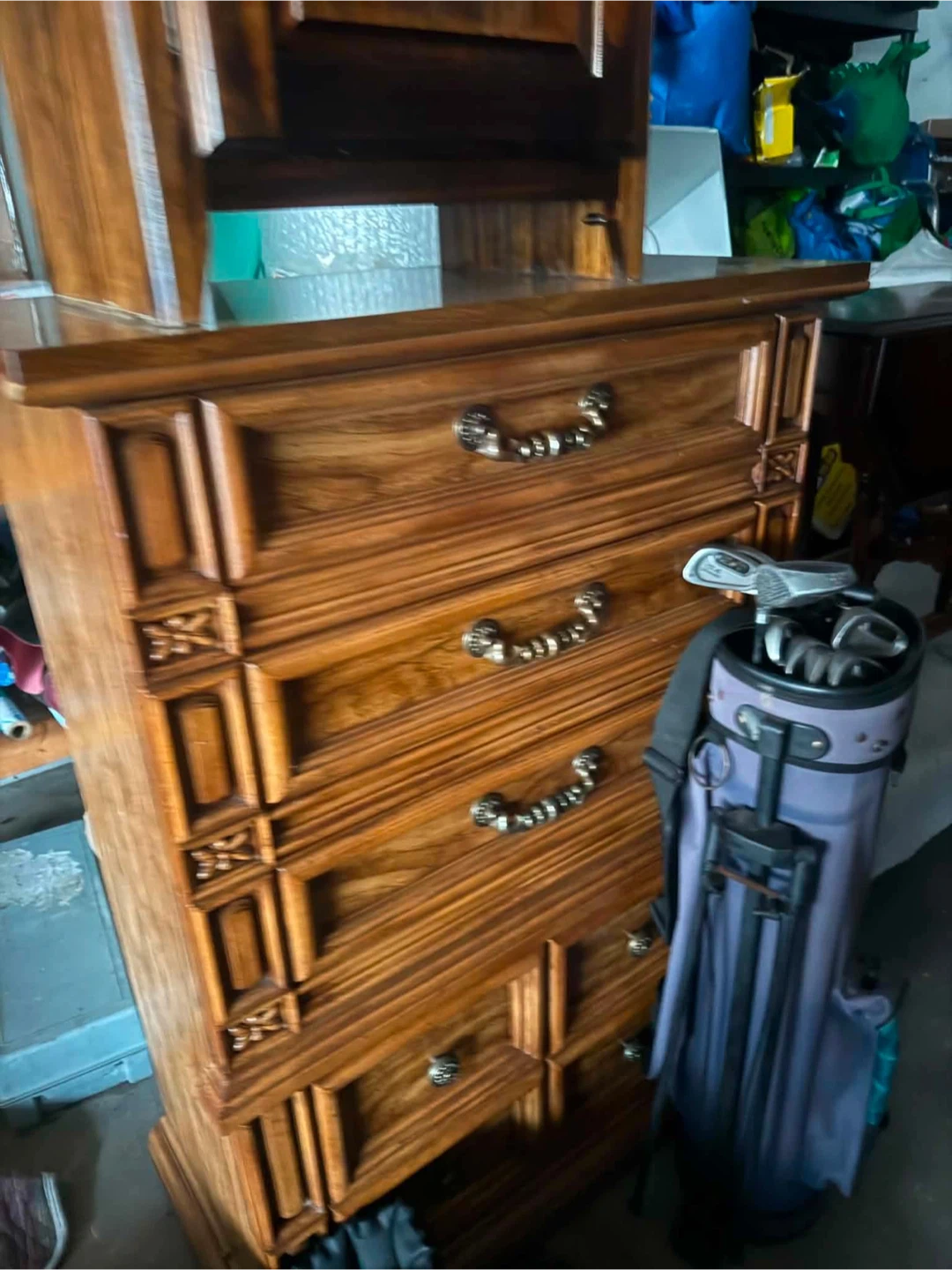 Wooden Dresser with Ornate Handles