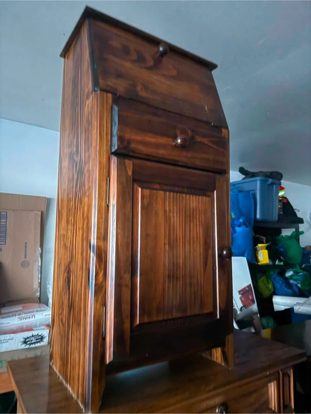 Wooden Roll-Top Desk Cabinet