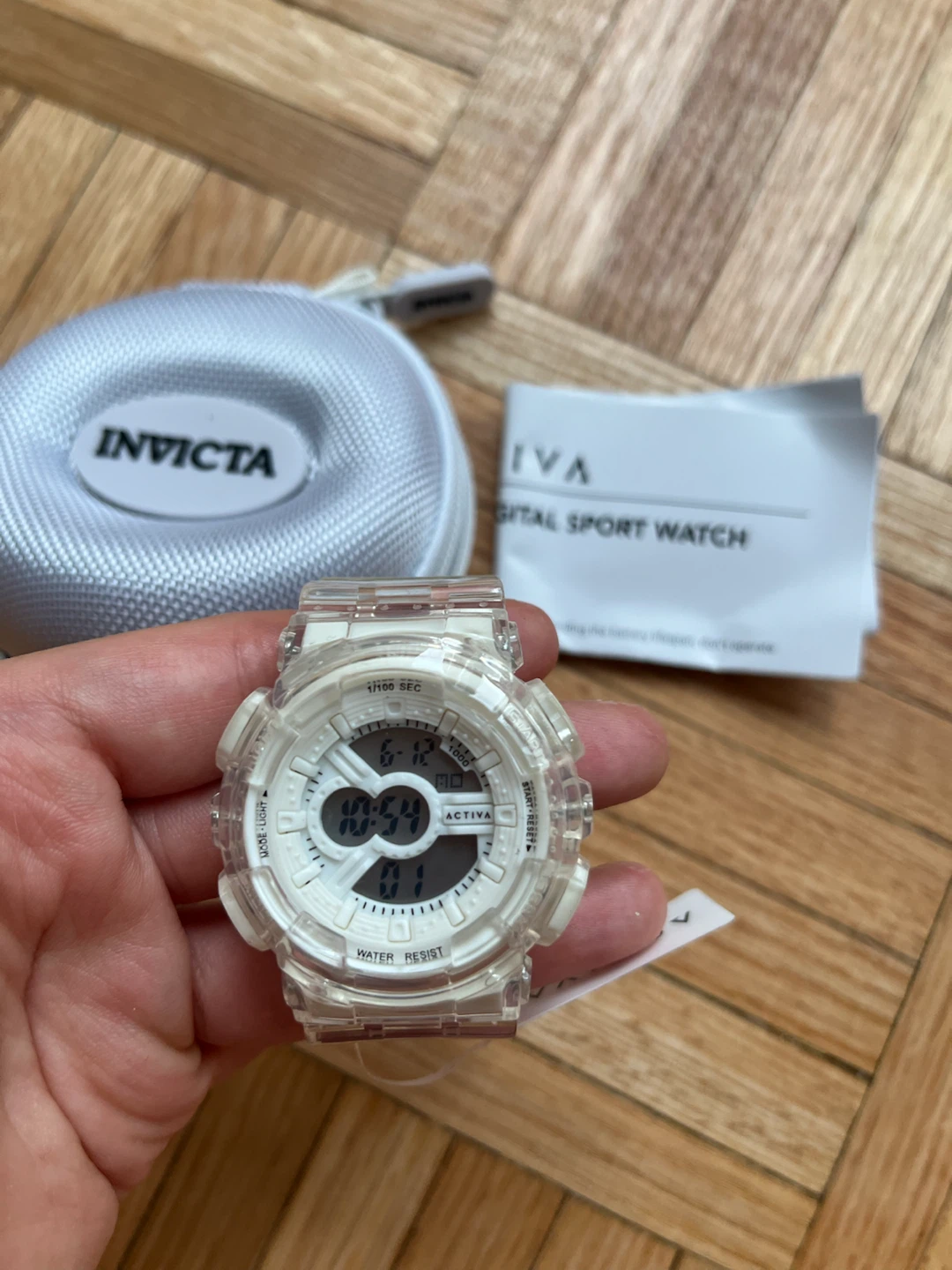 NEW Activa X Invicta Cyber Drift 43mm Clear White Digital Watch