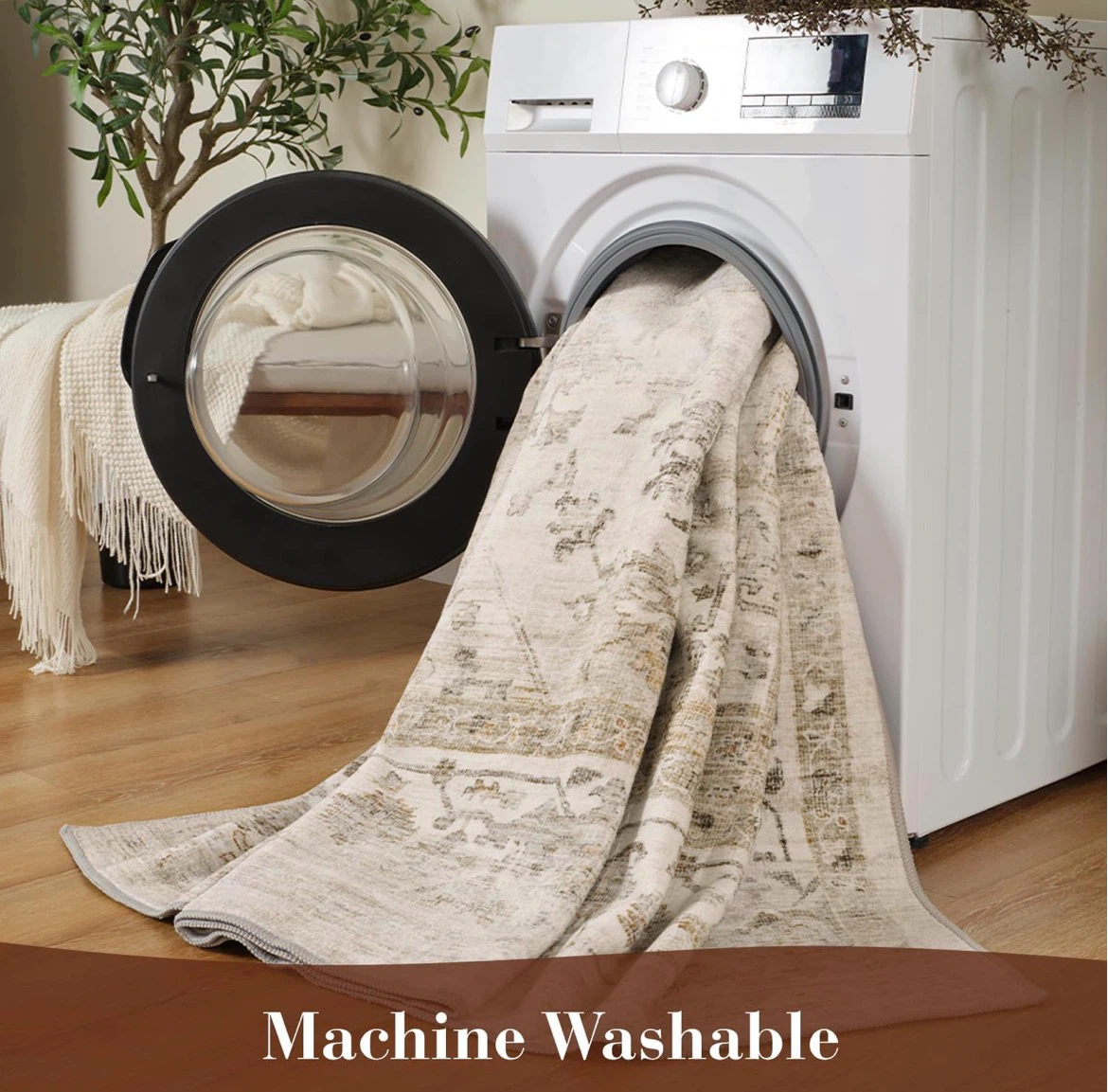 8x10 Machine Washable Area Rug - Beige - photo 3