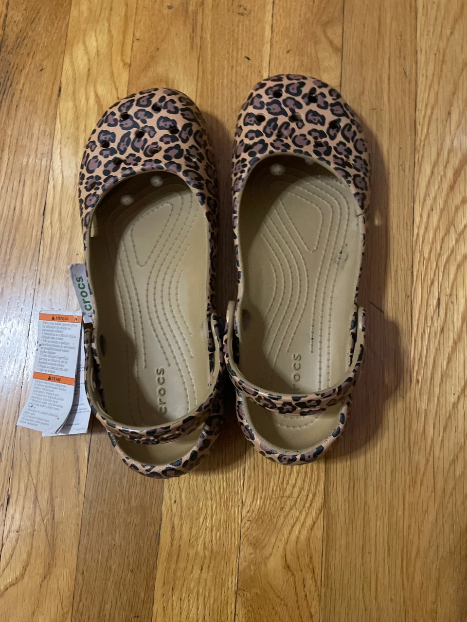 Crocs leopard print flats size W9