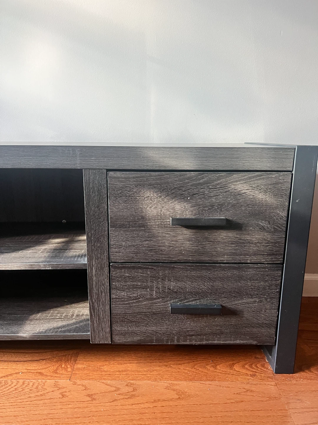 Tv media console dark grey wood black - photo 3