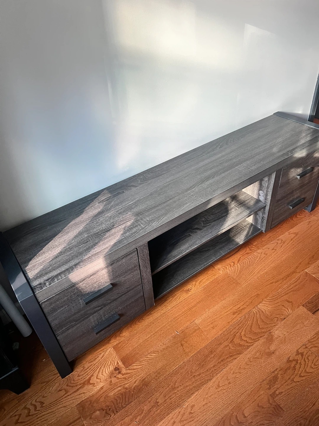 Tv media console dark grey wood black - photo 5