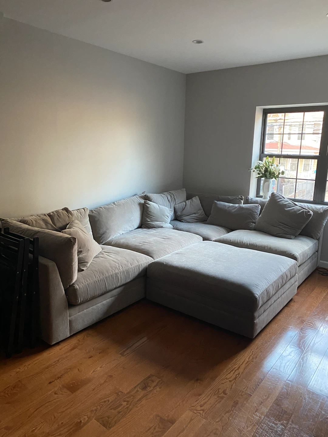 Large Beige Sectional Sofa with Ottoman - photo 3
