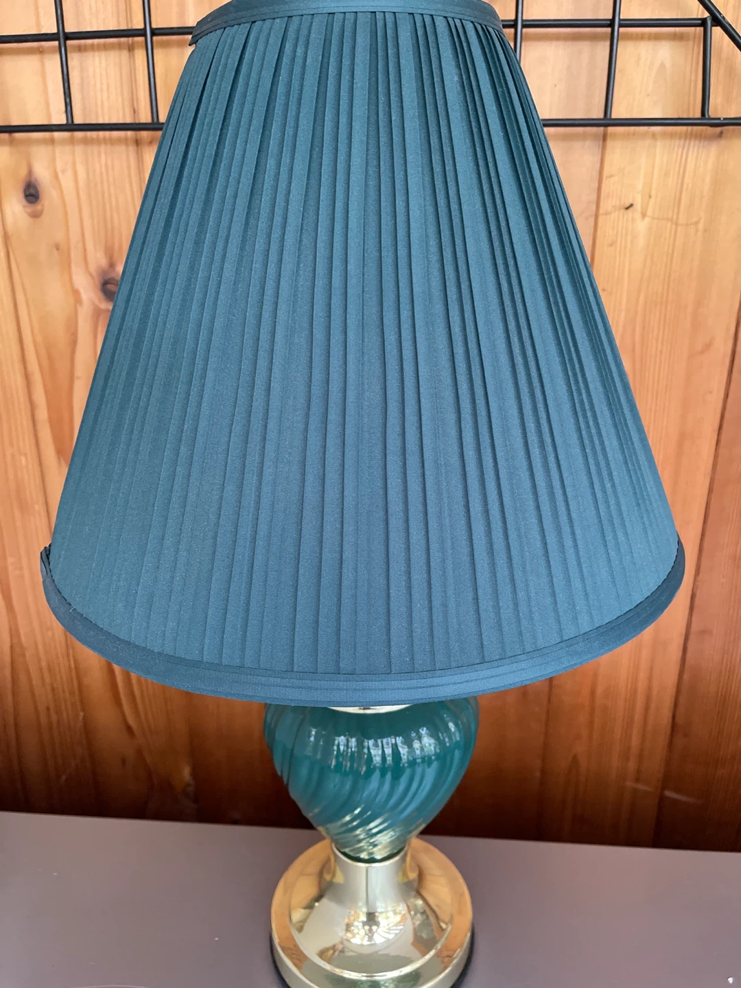 Teal Glass and Gold Table Lamp - photo 3