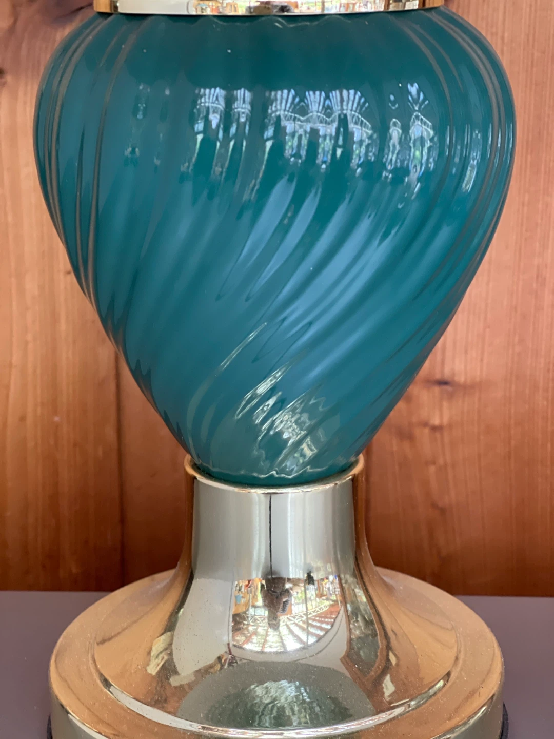 Teal Glass and Gold Table Lamp - photo 4