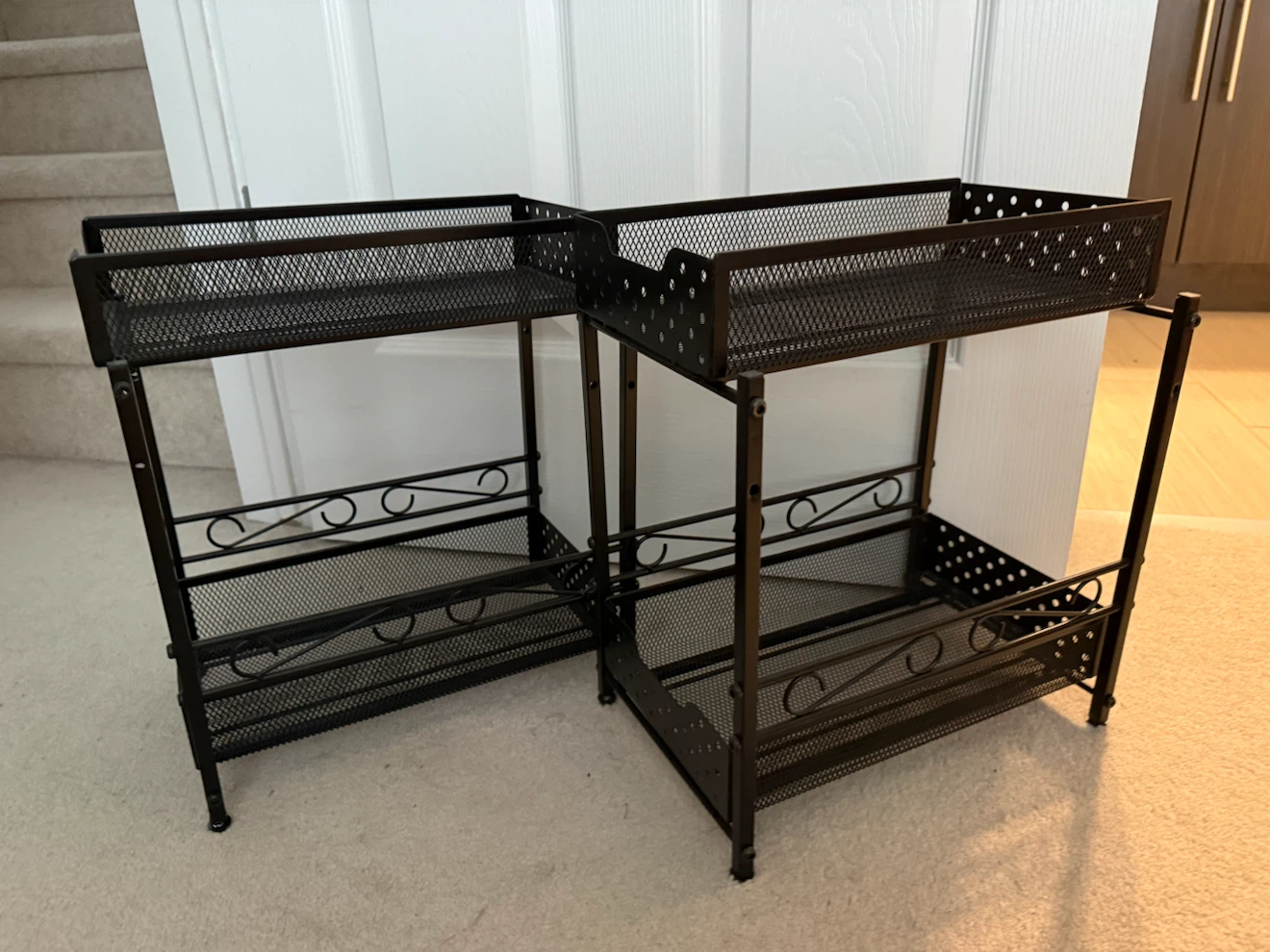 2-Tier Black Metal Storage Racks