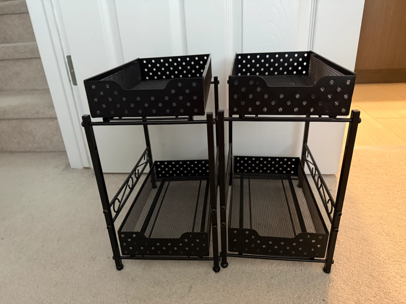 2-Tier Black Metal Storage Racks - photo 2