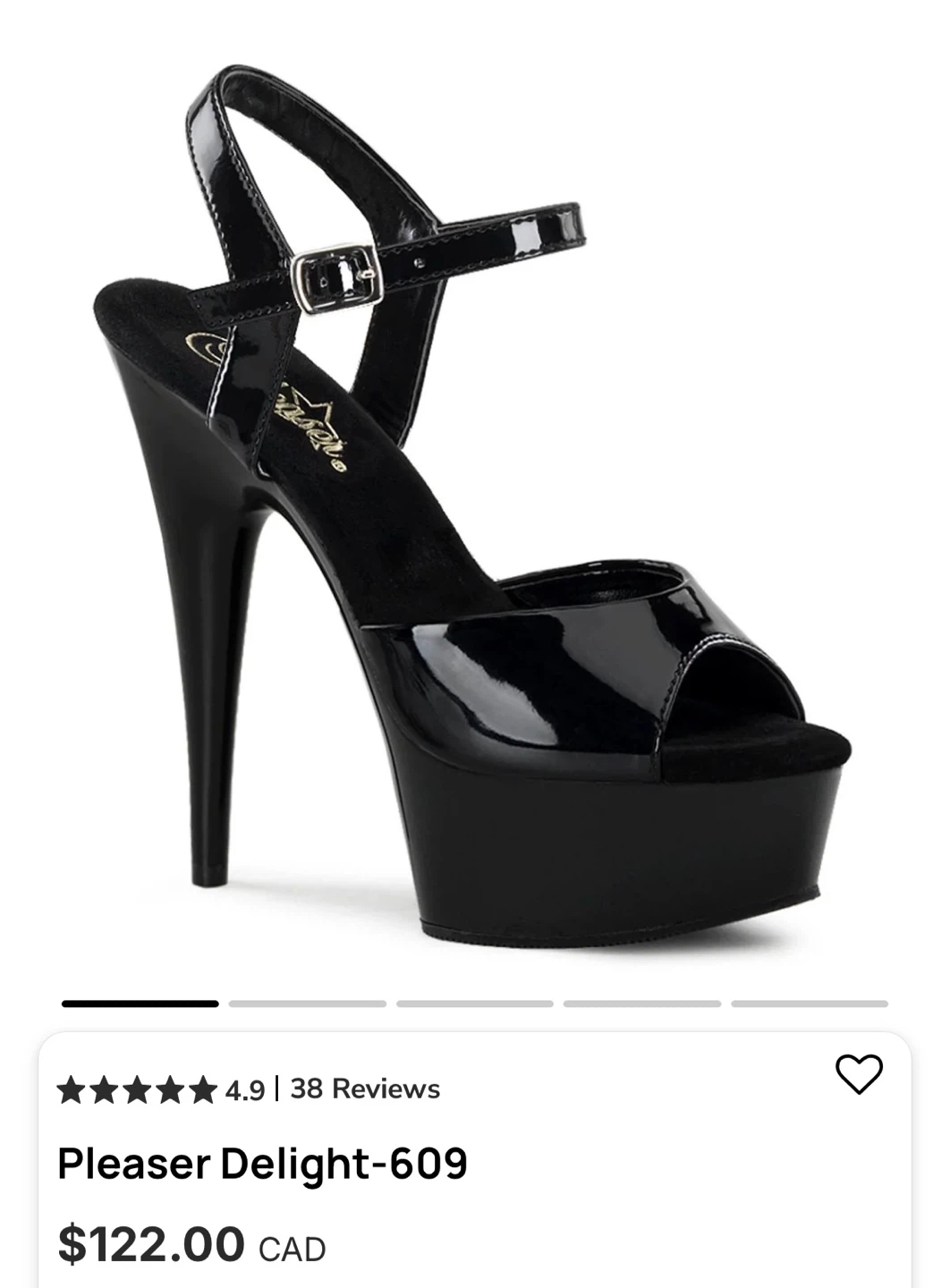 Pleaser Delight-609 Black Patent Platform Heels - photo 2
