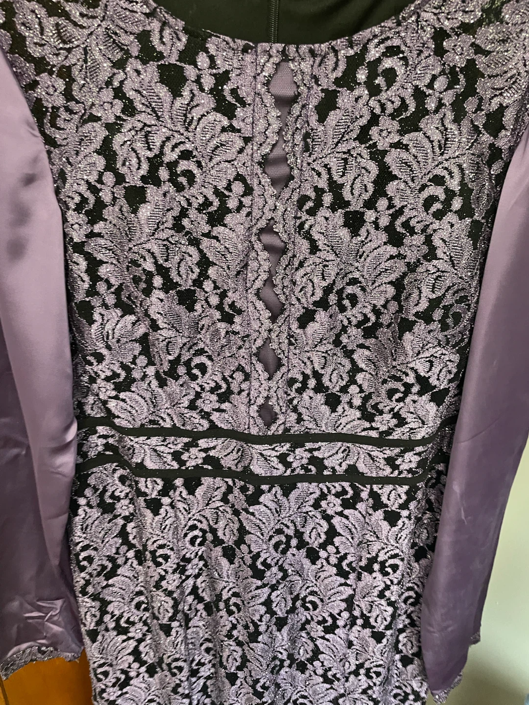 Purple and Black Lace Long Sleeve Dress - photo 3