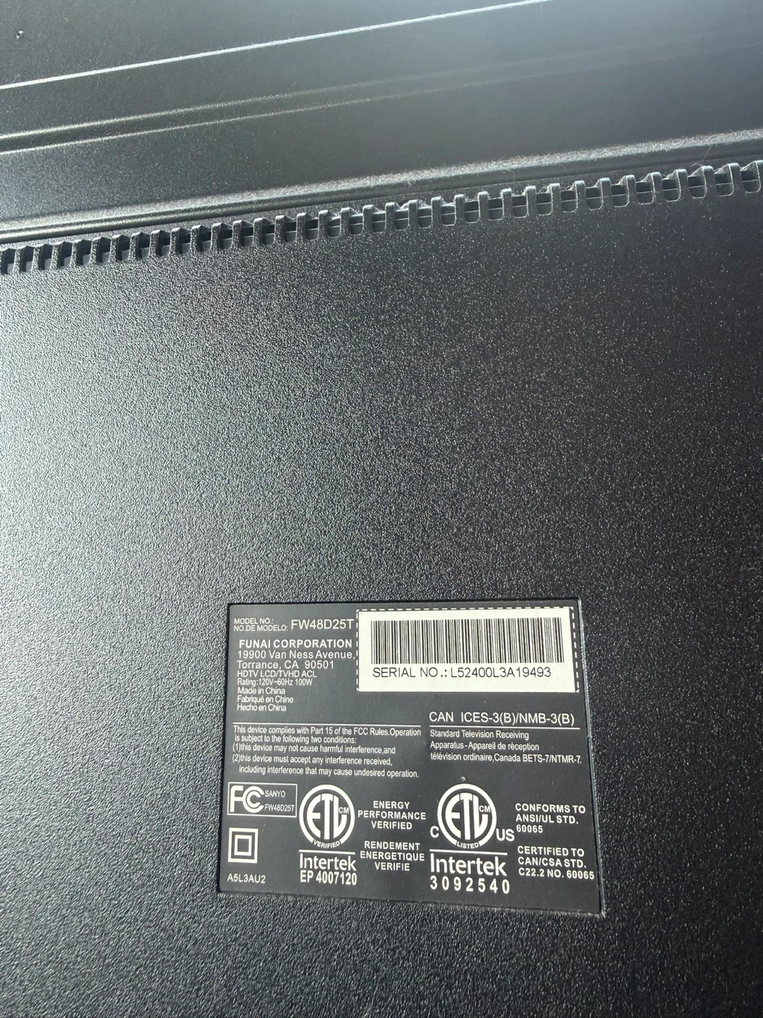 Sanyo 48-inch LED HDTV (Model FW48D25T) - photo 2