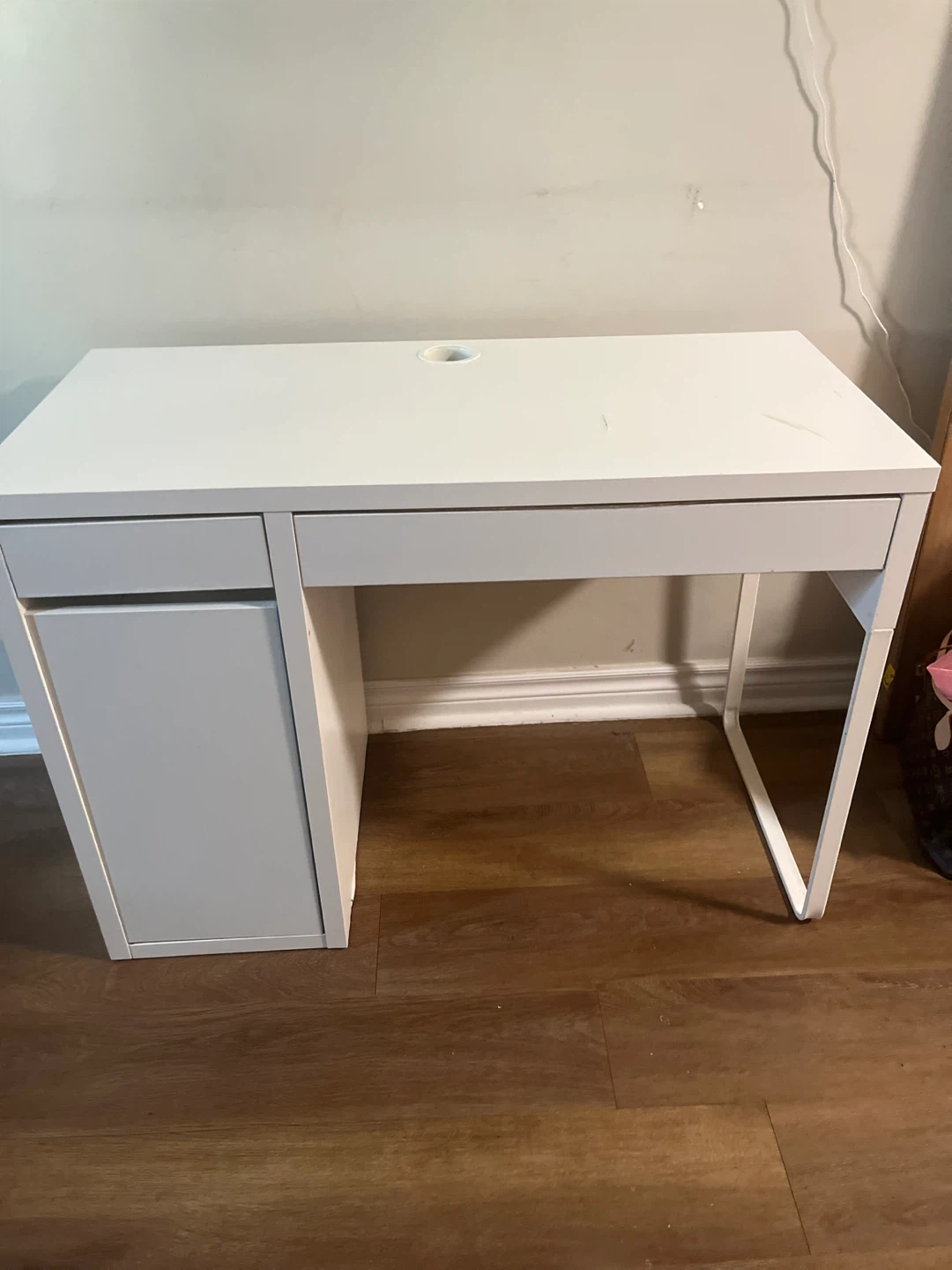 White IKEA Desk and Small Side Table - photo 3