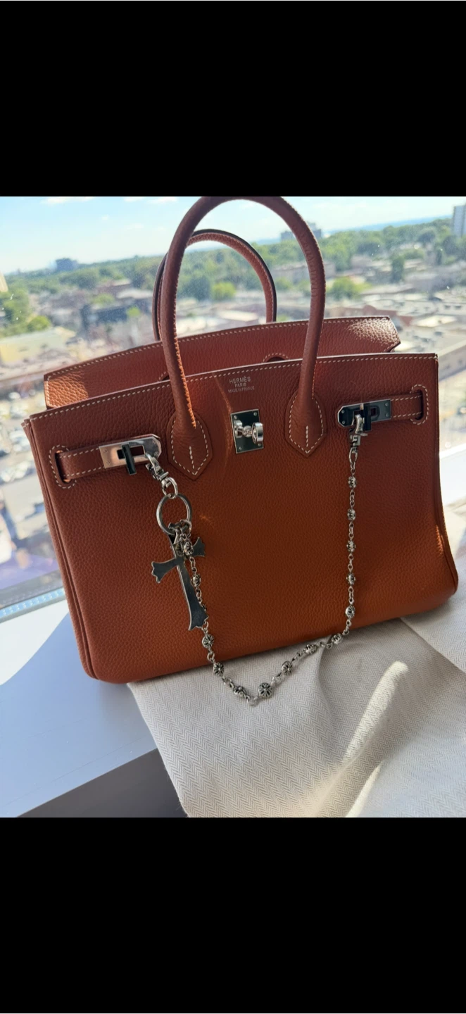 Hermes Birkin Bag with Chrome Hearts Chain