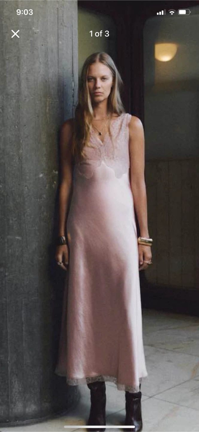 BNWT Mango Pastel Pink Lace Slip Dress - photo 3
