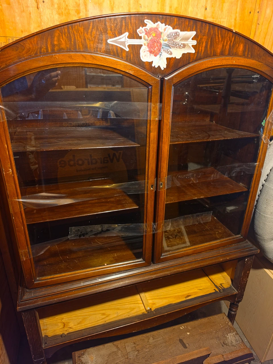 Vintage Wooden Curio Display Cabinet