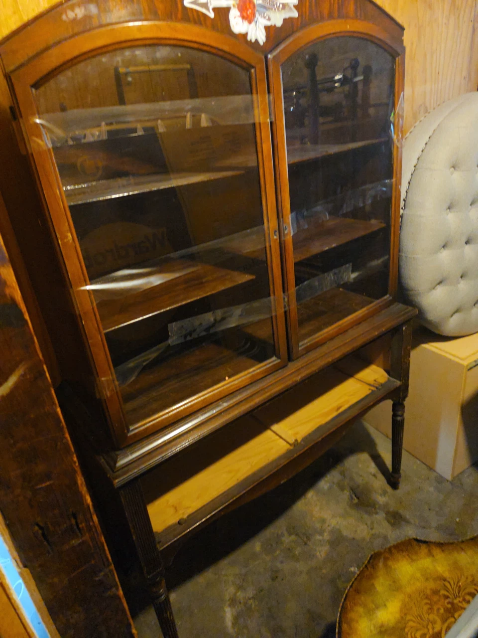 Vintage Wooden Curio Display Cabinet - photo 2