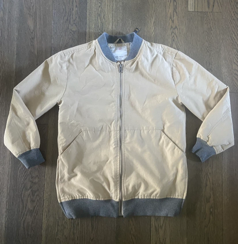 Zara Boys Beige Bomber Jacket Size 9/10