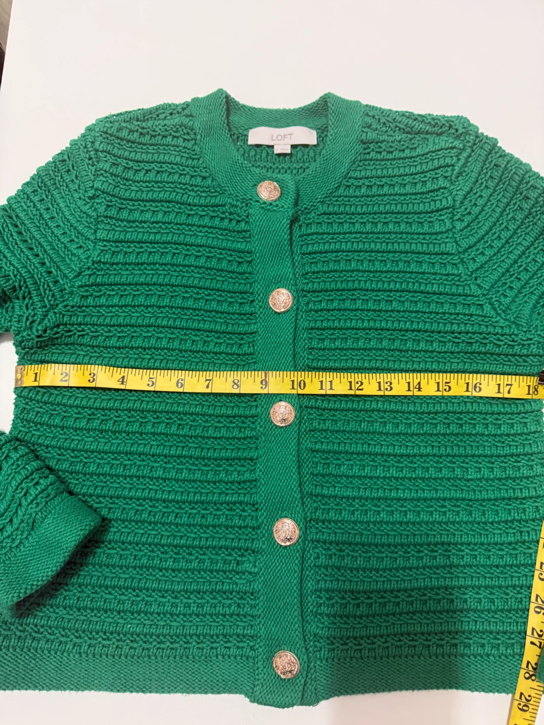 LOFT Green Textured Button-Up Cardigan Sweater XL