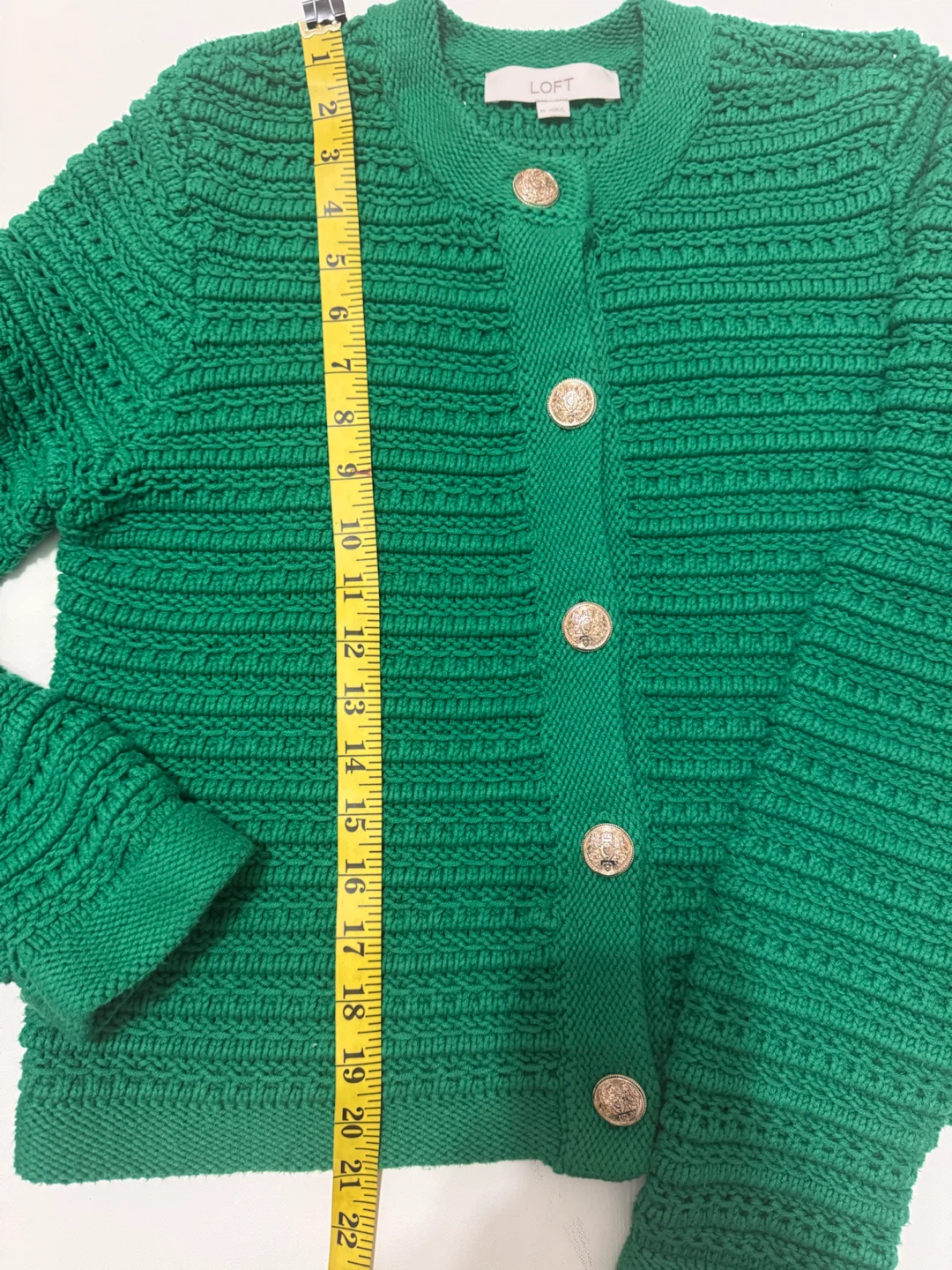 LOFT Green Textured Button-Up Cardigan Sweater XL - photo 2