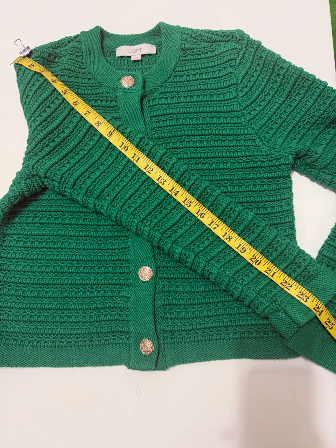 LOFT Green Textured Button-Up Cardigan Sweater XL - photo 4