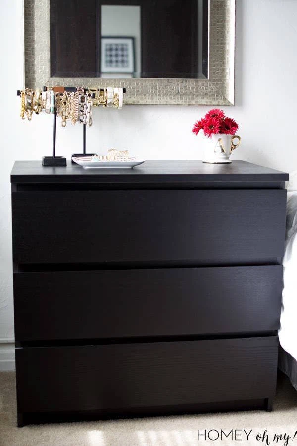2x IKEA MALM Black 3-Drawer Dresser
