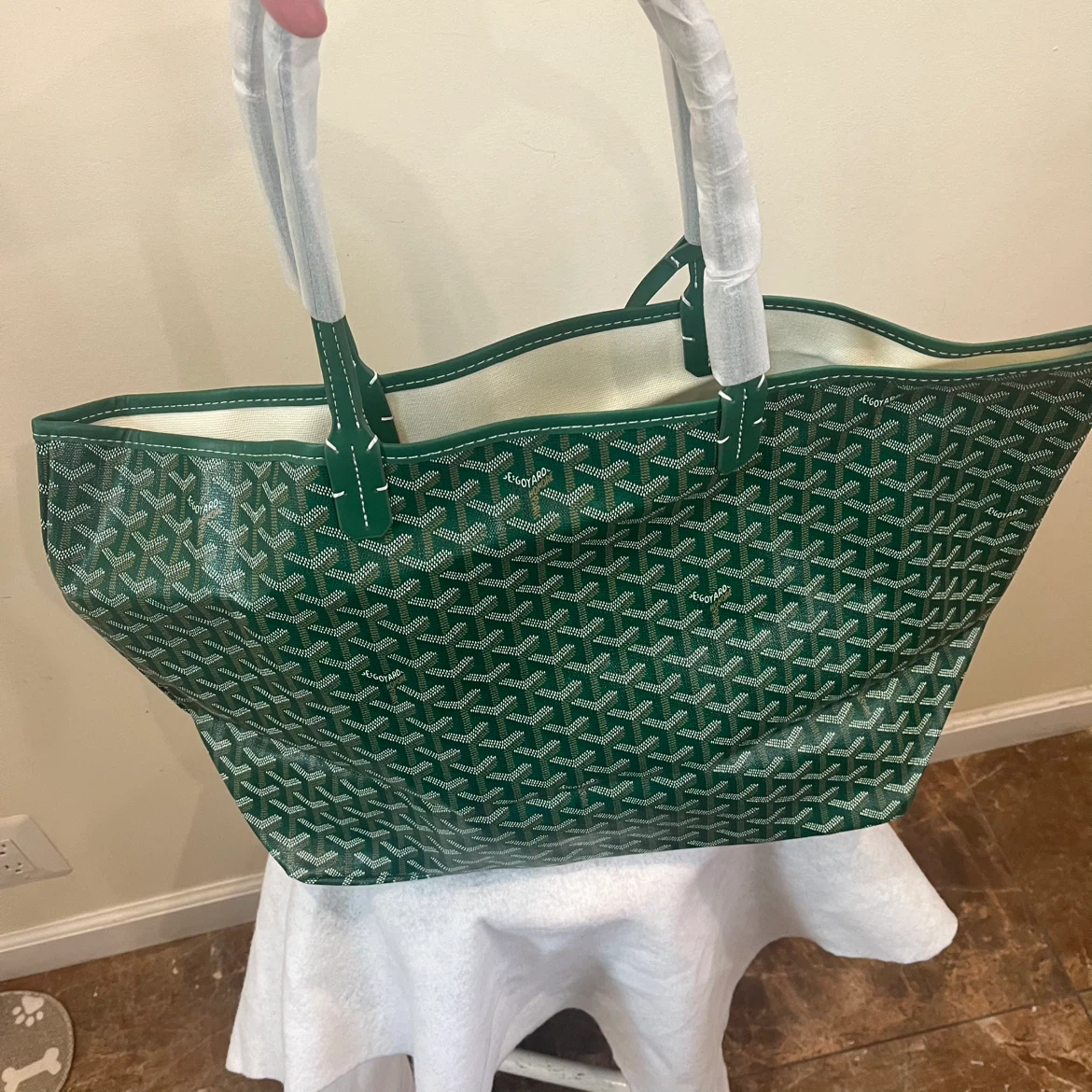 Goyard Inspired Green Tote Bag with Pouch - photo 3