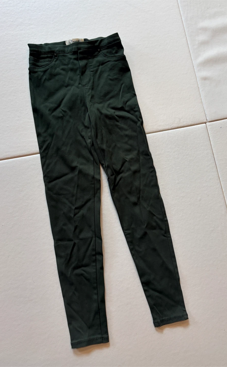 Faux jeans skinny vert