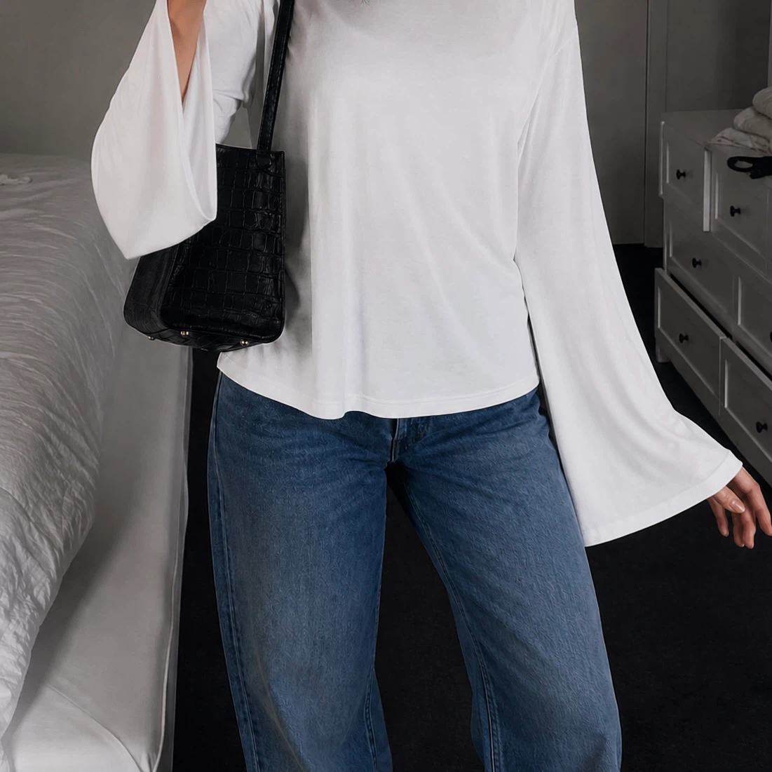 SHEIN MUSERA White Oversized Long Sleeve Top – 100% Cotton - photo 2