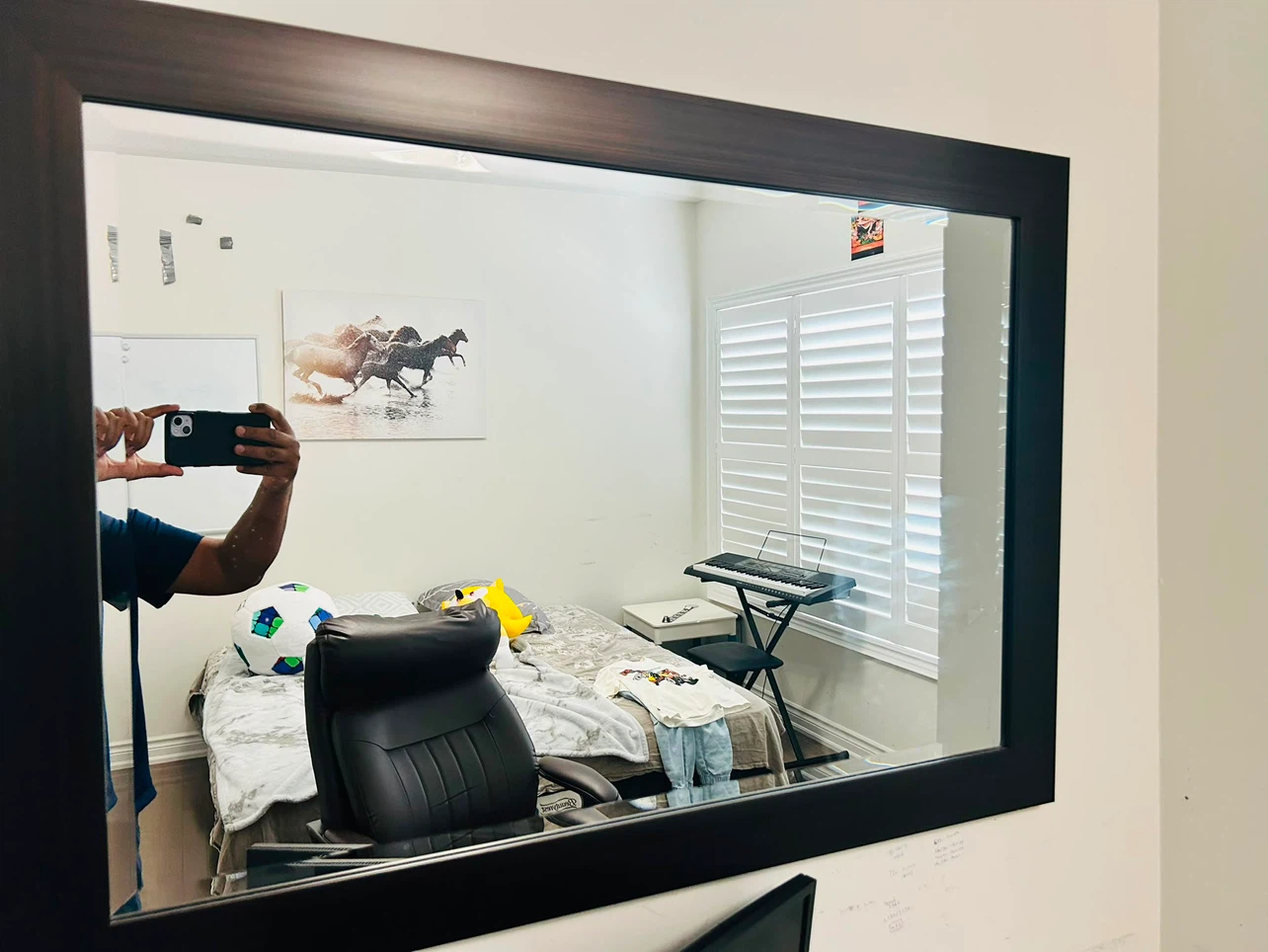 Large Decorative Mirror with Dark Frame