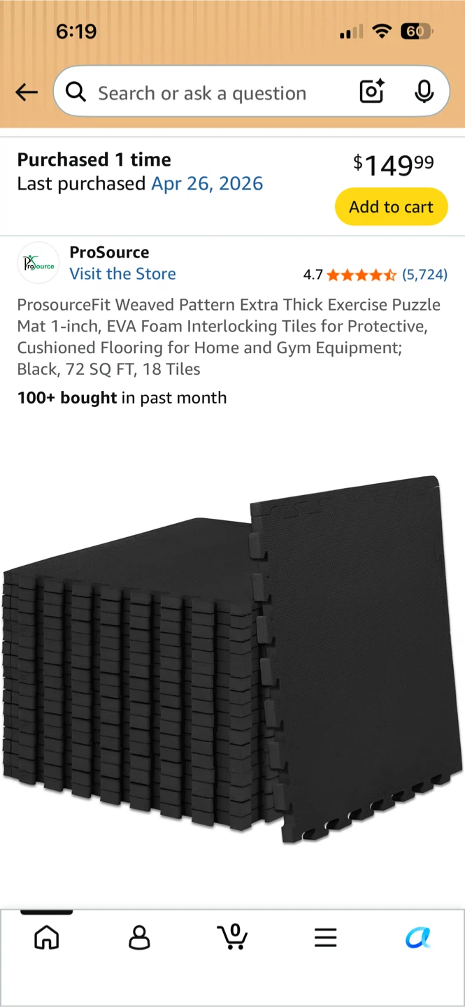 ProSourceFit Woven Pattern Extra Thick Exercise Puzzle Mats